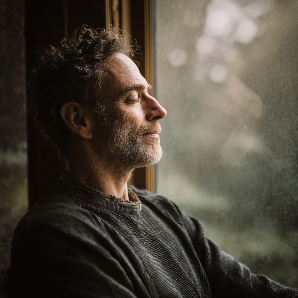 Meditujúca osoba s dôrazom na dýchanie